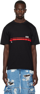 Черная полосатая футболка GCDS