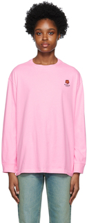 Розовая футболка с длинным рукавом с цветочным принтом Kenzo Paris Boke