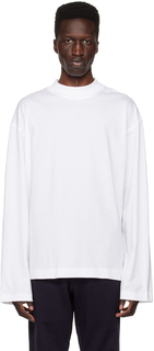 Белая футболка с длинным рукавом с воротником-стойкой Dries Van Noten