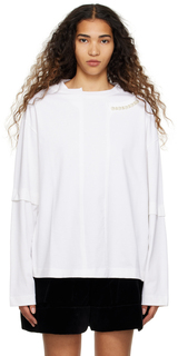 Белая футболка с длинным рукавом из бисера Simone Rocha