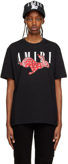 Черная футболка с лунным новогодним кроликом AMIRI