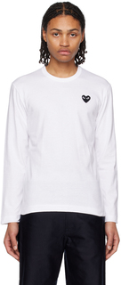Белая футболка с длинным рукавом с сердечками Comme des Garçons Play