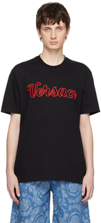 Черная университетская футболка Versace