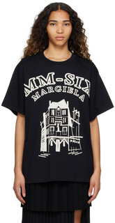 Черная футболка с рисунком MM6 Maison Margiela