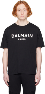 Черная футболка с принтом Balmain