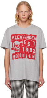 Серая футболка с рисунком Alexander McQueen