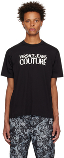 Черно-белая футболка с логотипом Versace Jeans Couture