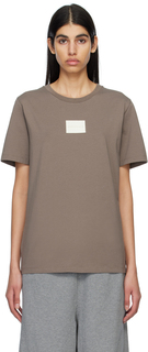 Серо-коричневая футболка с принтом MM6 Maison Margiela