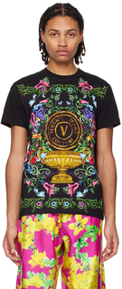Черная футболка с логотипом V-Emblem Garden Versace Jeans Couture