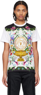 Белая футболка с логотипом V-Emblem Garden Versace Jeans Couture