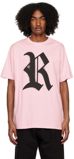 Розовая футболка с буквой R Raf Simons