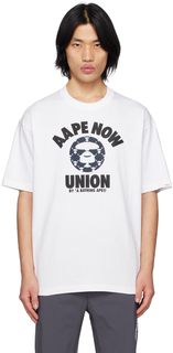 Белая футболка с принтом AAPE by A Bathing Ape
