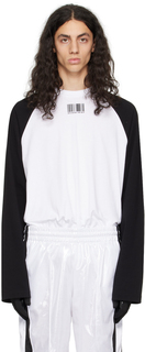 Черно-белая футболка с длинным рукавом со штрих-кодом VTMNTS