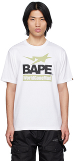 Белая футболка с принтом BAPE