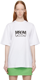 Белая бондовая футболка MSGM