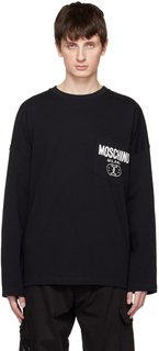 Черная футболка с длинным рукавом с двумя смайликами Moschino