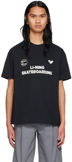 Черная футболка со скейтбордом Li-Ning