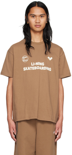 Коричневая футболка со скейтбордом Li-Ning