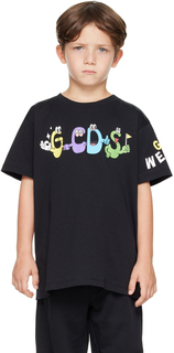 Детская черная футболка с принтом GCDS Kids
