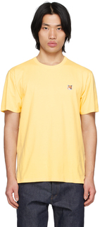 Желтая футболка с головой лисы Maison Kitsuné