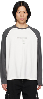 Серо-белая футболка с длинным рукавом реглан C2H4