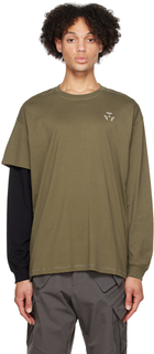 Многослойная футболка цвета хаки с длинным рукавом ACRONYM