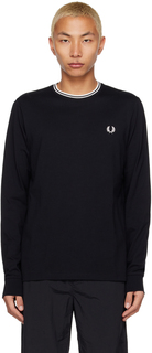 Черная футболка с длинным рукавом с круглым вырезом Fred Perry