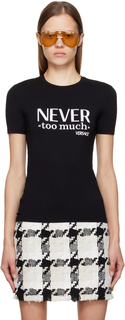 Черная футболка с надписью Never Too Much Versace