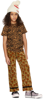 Детская коричневая базовая футболка с леопардовым принтом Mini Rodini