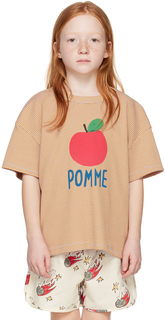 Детская оранжевая футболка с помпонами Jellymallow