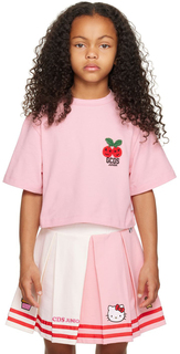 Детская розовая футболка с нашивками GCDS Kids