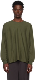 Зеленая футболка с длинным рукавом Release-T 1 Homme Plissé Issey Miyake