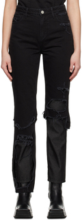 Черные джинсы с двойной прорезью Raf Simons