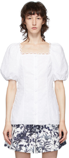 Белая блуза с пышными рукавами и квадратным вырезом Inez Erdem