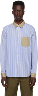 Синяя и хаки рубашка со вставками PS by Paul Smith