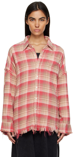 Розовая рубашка с растрепанными швами R13
