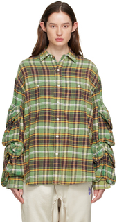 Зеленая рубашка с несколькими карманами R13
