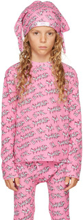 Детская розовая вафельная футболка с длинным рукавом ERL
