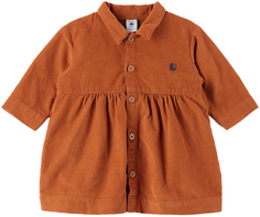 Детское оранжевое вельветовое платье Petit Bateau