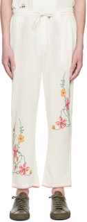 Белые брюки с вышивкой HARAGO