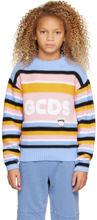 Детский свитер в сине-розовую полоску GCDS Kids