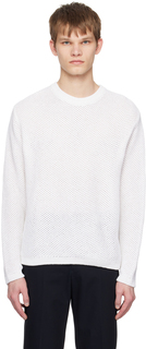 Белый ажурный свитер с круглым вырезом Solid Homme