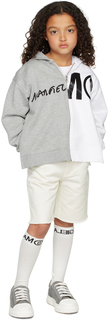 Детская серо-белая худи с контрастным логотипом MM6 Maison Margiela