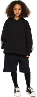 Детская черно-серая контрастная толстовка 6 с капюшоном MM6 Maison Margiela