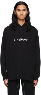 Черный худи с вывернутым вафельным логотипом Givenchy