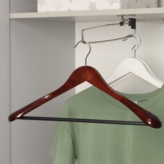 Плечики - вешалка для верхней одежды с перекладиной доляна, широкие плечики 44,5×22,5 см, лотос, цвет дерево коричневое