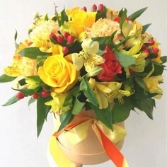 Букет живых цветов VORNIKOV BOUQUETS Композиция в коробке Яркие эмоции