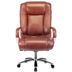 Кресло офисное Бюрократ T-9925SL руководителя, цвет светло-коричневый Leather Eichel кожа, крестовина металл хром