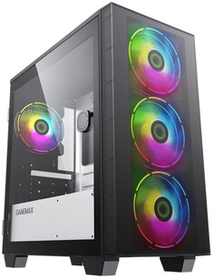 Корпус mATX GameMax Aero Mini без блока питания, черный, USB3.0+USB2.0, 3*12cm ARGB front fans GMX-12-Rainbow-D, 1*12cm ARGB rear fan (GMX-12-Rainbow-