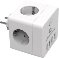 Сетевой фильтр Cablexpert CUBE-4-U4-W Cube, 4р, 16А, 4хUSB, ур.защиты 2+, белый